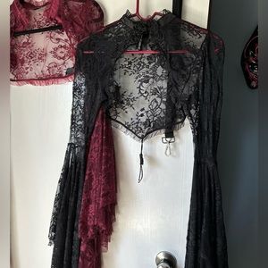 (Black) Dollskill Widow Dusk Before Dawn Lace Shrug BLACK Medium